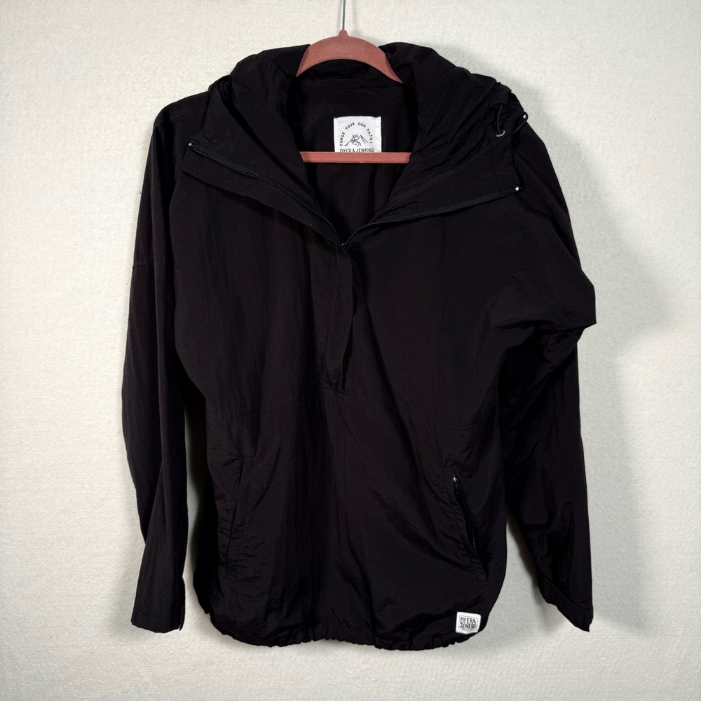 Dyer &‎ Jenkins Black Hooded Windbreaker Jacket Size M Lightweight Pullover